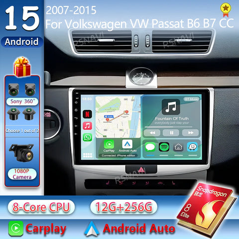 2K QLED Android 15 Multimedia Stereo for VW Passat B6 B7 CC Android Head Unit RSNAVI