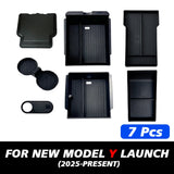 For Tesla New Model Y 2025 Launch Juniper ABS with Silicone Non-slip Mat Console & Armrest Storage Box Upper and Lower Watercup
