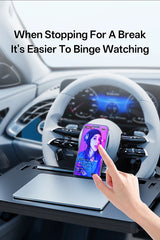 Carbon Fiber Design Auto Steering Wheel Tray Multipurpose Adjustable Car Table with Drawer and Anti-Slip Protective Adhesive