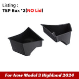 Rear Trunk Left Side Storage Box with Cover for Tesla Model 3 Highland 2024