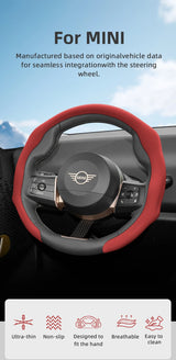 Perforated Leather Steering Wheel Cover for Mini Car Interior Accessory Hocasen