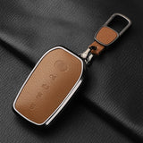 Metal And Goatskin Car Key Case Cover For Toyota Sequoia Cross Fortuner Prius Venza Alphard Vellfire Sienna Tundra Mirai Yaris