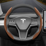 Anti-Slip Suede Steering Wheel Cover for Tesla 2024