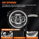 For Jeep Wrangler JL 2018 2019 2020 Car 9 Inch Round Led Headlights Hi Low Beam with Halo DRL Turn Signal Headlamp Accessorie