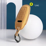 For Audi A6 A7 A8 E-tron Q5 Q8 C8 D5 Gold Edge Design Suede Car Key Case Shell Keychain