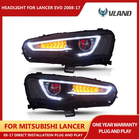 LED Headlights with Dual Beam Projector for Lancer Evo X Car Interior Accessory Vland