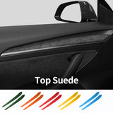 Top Suede For Tesla Model 3 (2020-2023) Model Y (2020-) Door Inner Handle Trim Sticker Car Premium Interior Tuning Accessorie