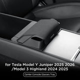2025 2026 Tesla Model Y Launch Juniper/ Model 3 2025 Car Glasses Tray Center Console Armrest Storage Box Organizer Car Interi
