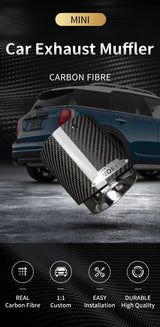Carbon Fiber Stainless Muffler Trim Mini Cooper Car Interior Accessory GMUNI