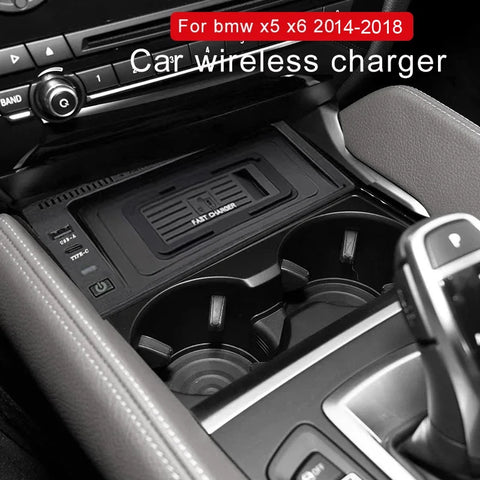 15W Wireless Car Charger for BMW X5 F15 2014-2018 Car Interior Accessory LINGLUYANG