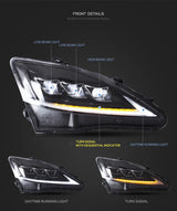 Headlights with Sequential Signal for Lexus IS 05-13 Headlight Assembly Vland