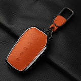Metal And Goatskin Car Key Case Cover For Toyota Sequoia Cross Fortuner Prius Venza Alphard Vellfire Sienna Tundra Mirai Yaris