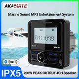 Waterproof Marine Stereo Bluetooth Radio for Boat UTV ATV Car Interior Accessory AKAMATE Default Title
