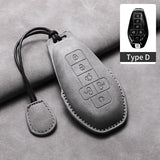 Leather Car Key Case Cover Shell For DENZA D9 EV D9 DM Sheep Suede Car Remote Key Bag Case Protecter Keychain Cover Decorative