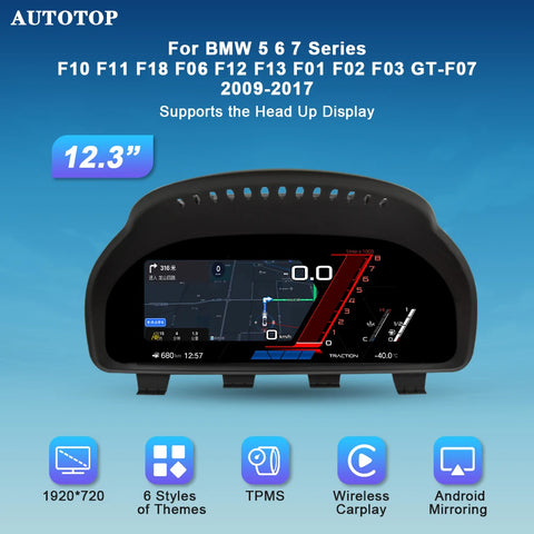 12.3-Inch Digital Instrument Cluster for BMW 5 6 7 Series Android Head Unit AUTOTOP