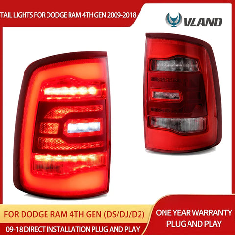 LED Tail Lights with Red Sequential Signal for Ram 09-18 Car Interior Accessory Vland