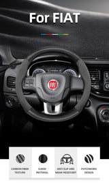 Suede Carbon Fiber Wheel Cover for Fiat Car Interior Accessory Hocasen