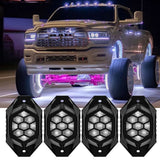 RGB LED Rock Lights For Truck ATV UTV Jeep Off-Road Boat APP Remote Control Car Underglow Neon Lighting Wheel Well Light 12v