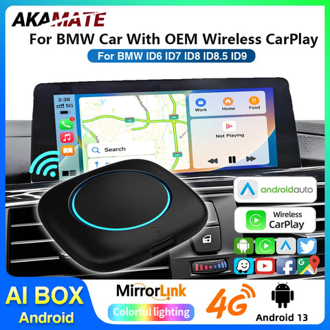 Android 13 AI Box Wireless CarPlay for BMW ID6-ID9 Android Head Unit AKAMATE