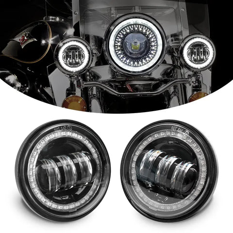 4 5inch fog light motorcycle led Chrome Black 1 Pair 4.5“ 4 1/2 inch LED Fog Passing Auxiliary light For Touring Electra Glid