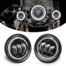 4 5inch fog light motorcycle led Chrome Black  1 Pair 4.5“ 4 1/2 inch LED Fog Passing Auxiliary light For Touring Electra Glide