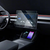 For Tesla New Model 3 Highland 2024 and Model Y Launch 2025 Tempered Glass Screen Protecor with Full Covered Soft Black Frame
