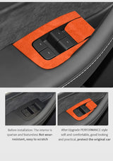 Made of Alcantara For Tesla Model 3（2019-2023）/ Y (2019-) Windows Control Panel Trim Cover Sticker Car Interior Accessories C