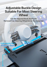 Carbon Fiber Design Auto Steering Wheel Tray Multipurpose Adjustable Car Table with Drawer and Anti-Slip Protective Adhesive