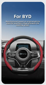 BYD Breathable Sports Wavy Leather Steering Wheel Cover Car Interior Accessory Hocasen