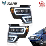 LED Projector Headlights Black for Ford F150 2009-2014 LED Headlight Vland
