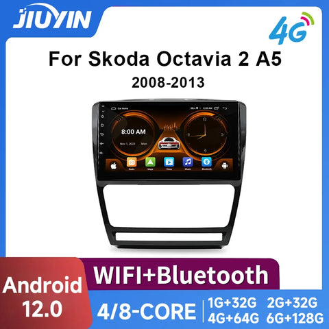 10-Inch Android 12 Head Unit with Navigation for Skoda Octavia Android Head Unit JIUYIN