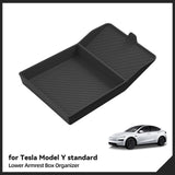 Lower Tray for Tesla Model Y Standard RWD 2025-2026 Car Armrest Storage Box Silicone Tidying Organizer Accessories