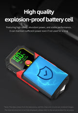 Portable 12V Emergency Jump Starter: 2000A Peak, 4 Lighting Modes, USB Output Jump Starter MINUS TWO