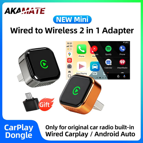 2in1 Wireless CarPlay Android Auto Adapter USB Dongle CarPlay Adapter AKAMATE