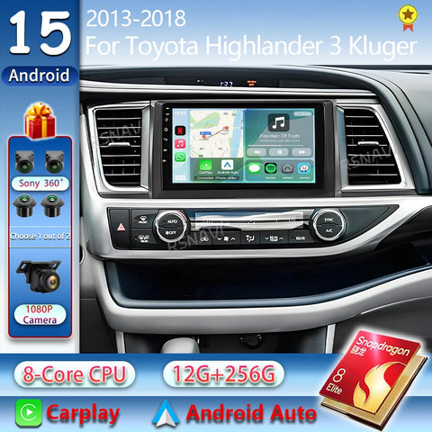 2K QLED Android 15 Multimedia Head Unit for Toyota Highlander 2013-2018 Android Head Unit RSNAVI