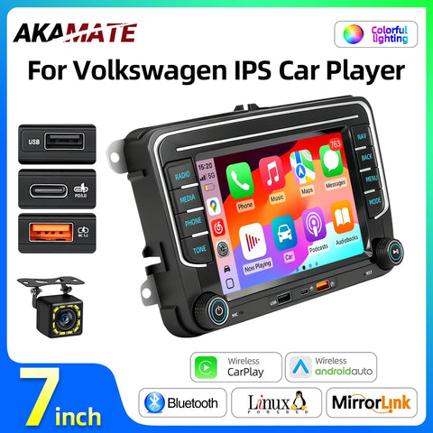 7 Inch Android Car Radio for VW Polo Golf Passat Wireless Auto Android Head Unit AKAMATE