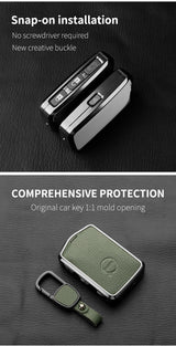 Metal and Leather Car Key Case Cover for Volvo XC40 XC60 S90 XC90 V90 2017 2018 Accessories