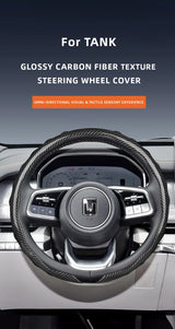 Steering Wheel Cover Carbon Fiber Snap-On for GWM Tank Car Interior Accessory Hocasen