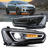 LED Headlights with Dual Beam Projector for Lancer Evo X