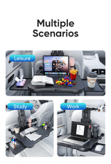 Expandable Car Backseat Desk for Laptop & Dining, with Non-Slip Pad & Device Holder, Adjustable, Foldable Car Interior Access