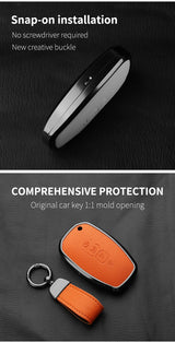 Aluminum Alloy Goatskin Car Key Case Cover For Lincoln Continental MKC MKZ MKX 2017 2018 2019 Navigator Nautilus keychain