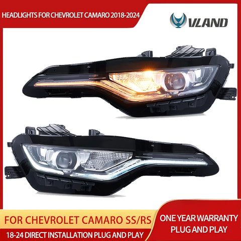 Dual Beam LED Projector Headlights for Camaro 20-24 Car Interior Accessory Vland