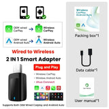 2-in-1 Wireless CarPlay and Android Auto Adapter for Cars
