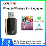 2-in-1 Wireless CarPlay Android Auto Adapter Dongle CarPlay Adapter AKAMATE
