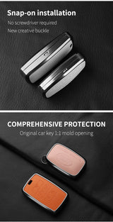 Metal and Leather Car Key Case Cover for Land Rover Range Rover Discovery Evoque Sport Velar Key Protection Shell Accessories