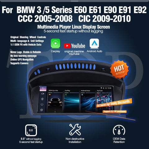 8.8-inch Wireless CarPlay Screen for BMW 3 Series 2006–2010 Android Head Unit AUTOTOP