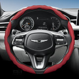 Wavy Sports Faux Leather Wheel Cover for Genesis Models Car Interior Accessory Hocasen Red Round 3Pc