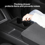 For Tesla Model Y Juniper 2025 2026 Center Console Armrest Organizer Box Heightened Cushion Suede Interior Upgrade for Model