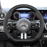 Suede Carbon Steering Wheel Cover for Mercedes Car Interior Accessory Hocasen