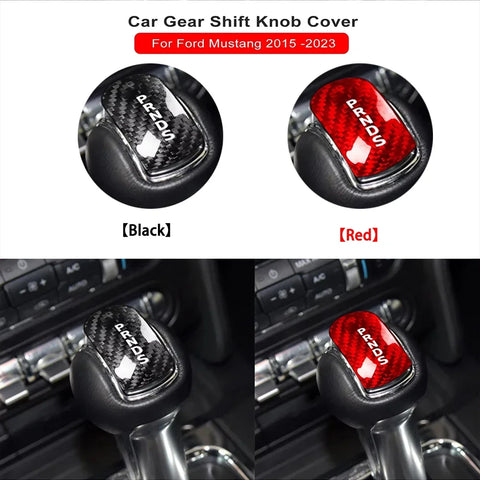 For Ford Mustang 2015 2016 2017 2018 2019 2020 2021 2022 2023 Carbon Fiber Gear Shift Knob Cover Head Trim Accessories Car In